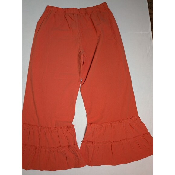 Coco + Carmen Womens Audrey Tiered Ruffle Pants L XL Wide Leg Flared 100% Cotton - Picture 8 of 13